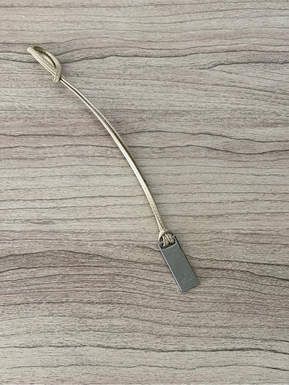 Gucci Metallic Leather Strap with Branded Tag - Champagne